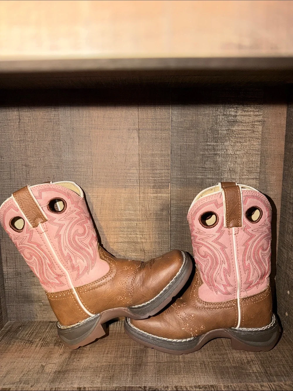 DURANGO  Pink and Brown Western Boots - Toddlers-size 10